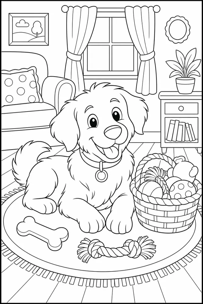 Dog Bone Toy Rug printable dog coloring page for kids
