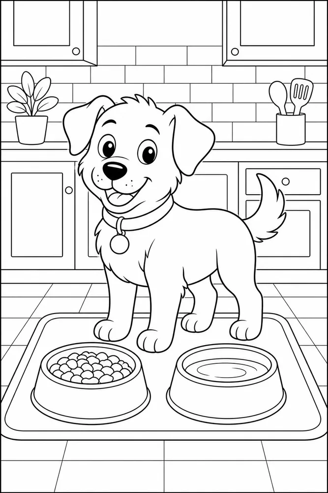 Dog Food Bowl printable dog coloring page for kids