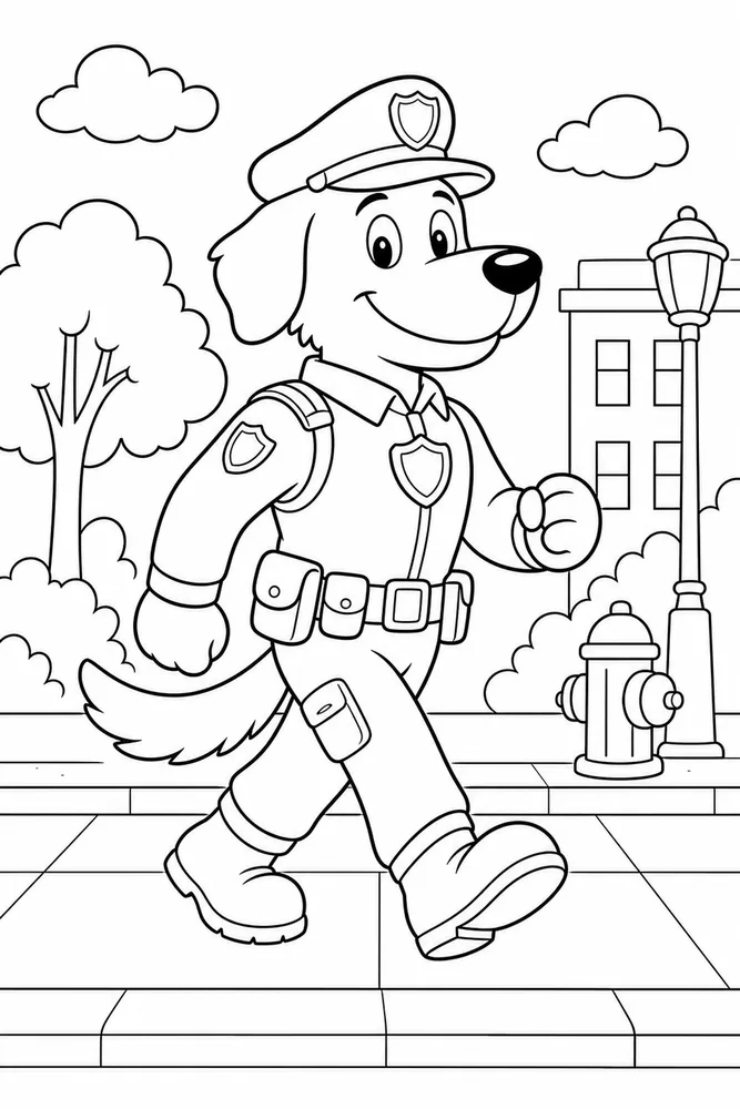 Dog Man Full Body Side View printable coloring page for kids