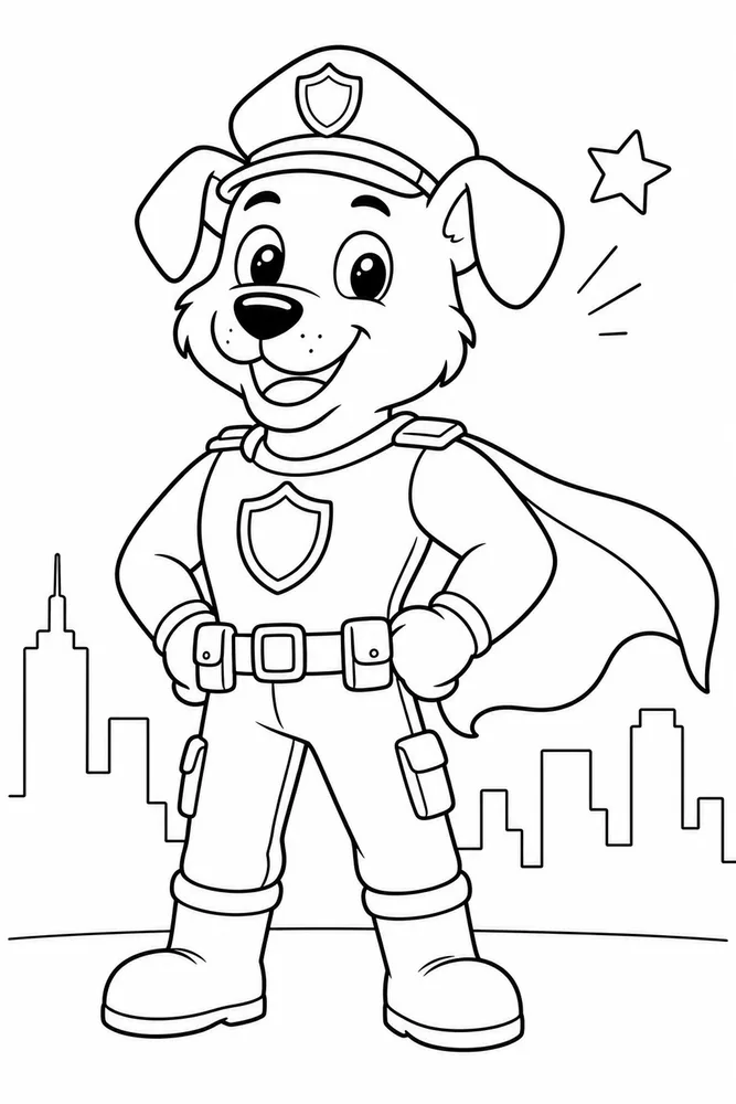 Dog Man Simple Easy Outline printable coloring page for kids