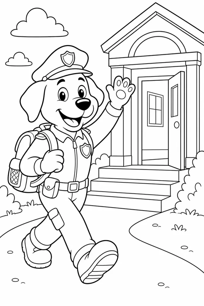 Dog Man With Backpack printable coloring page for kids