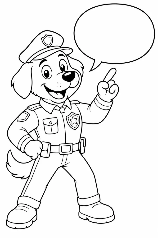 Dog Man With Blank Speech Bubble printable coloring page for kids