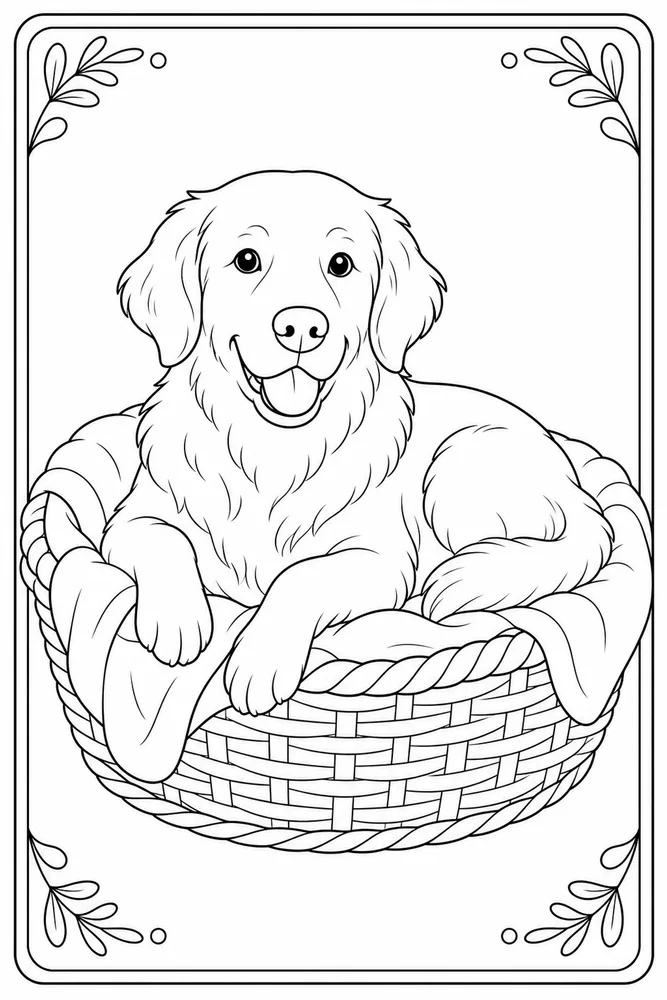 Golden Retriever Dog Blanket Basket coloring page