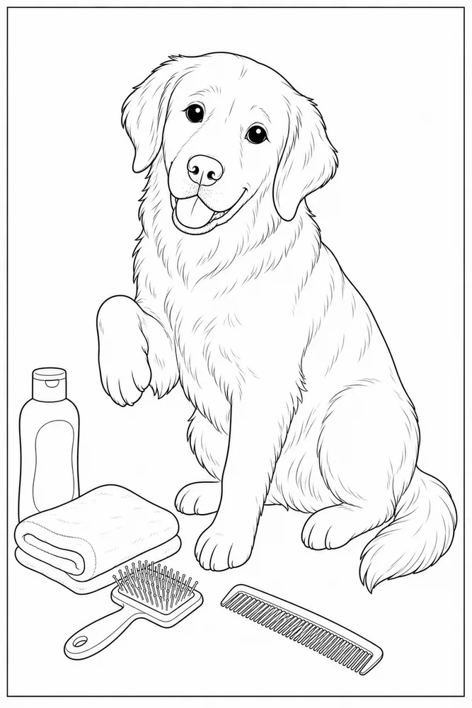Realistic Dog Grooming Paw coloring page