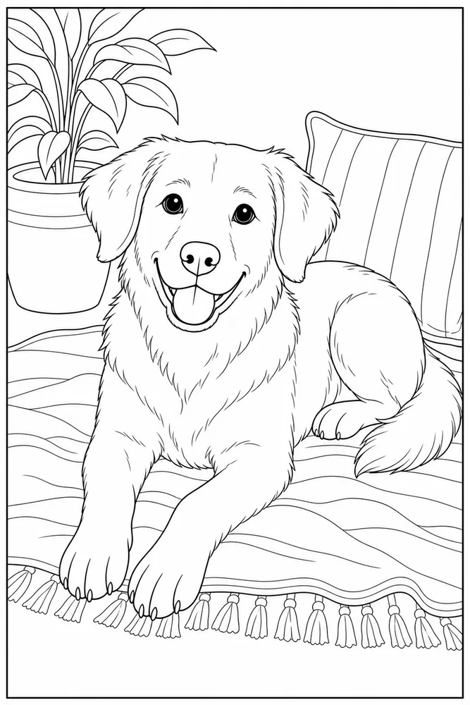 Realistic Dog Lying Rug printable dog coloring page for kids