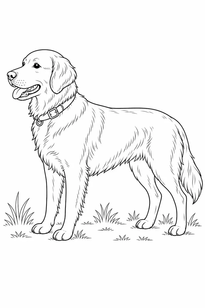 Realistic Dog Standing Profile printable dog coloring page for kids