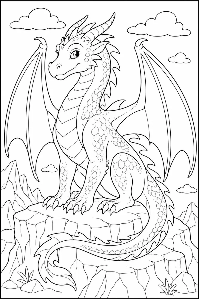 Adult Dragon Calm Portrait coloring page