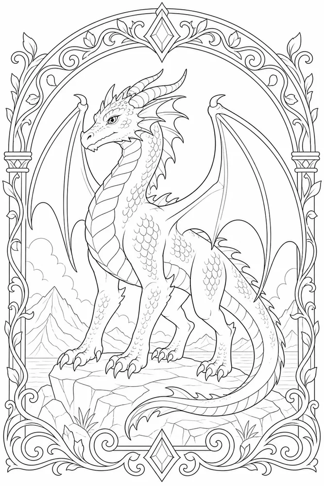 Adult Dragon Decorative Arch coloring page