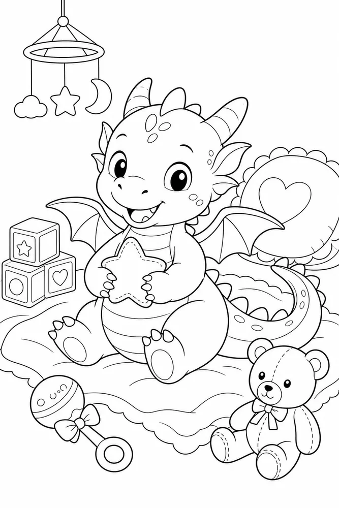 Baby Dragon Nursery Toy coloring page