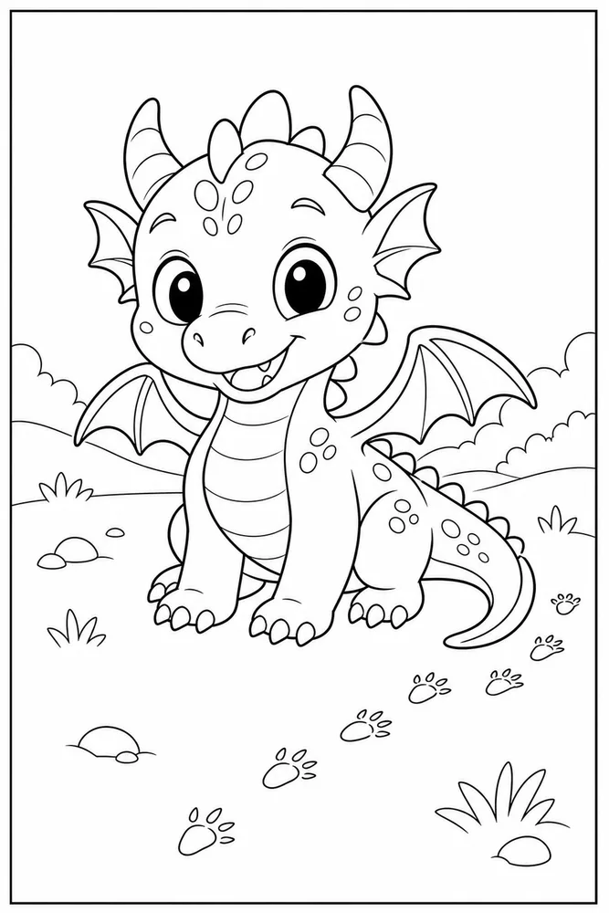 Baby Dragon Tiny Footprints coloring page