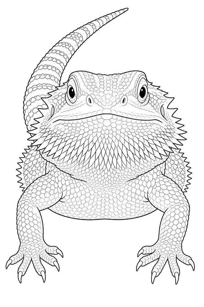 Bearded Dragon Front Portrait coloring page