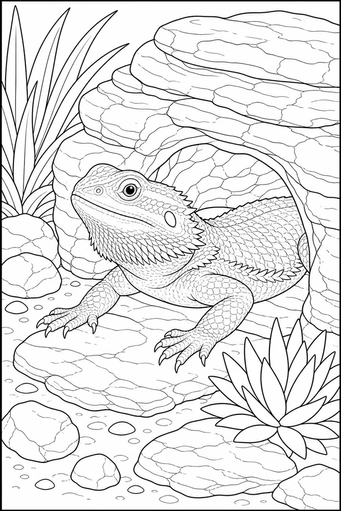 Bearded Dragon Stone Hide coloring page