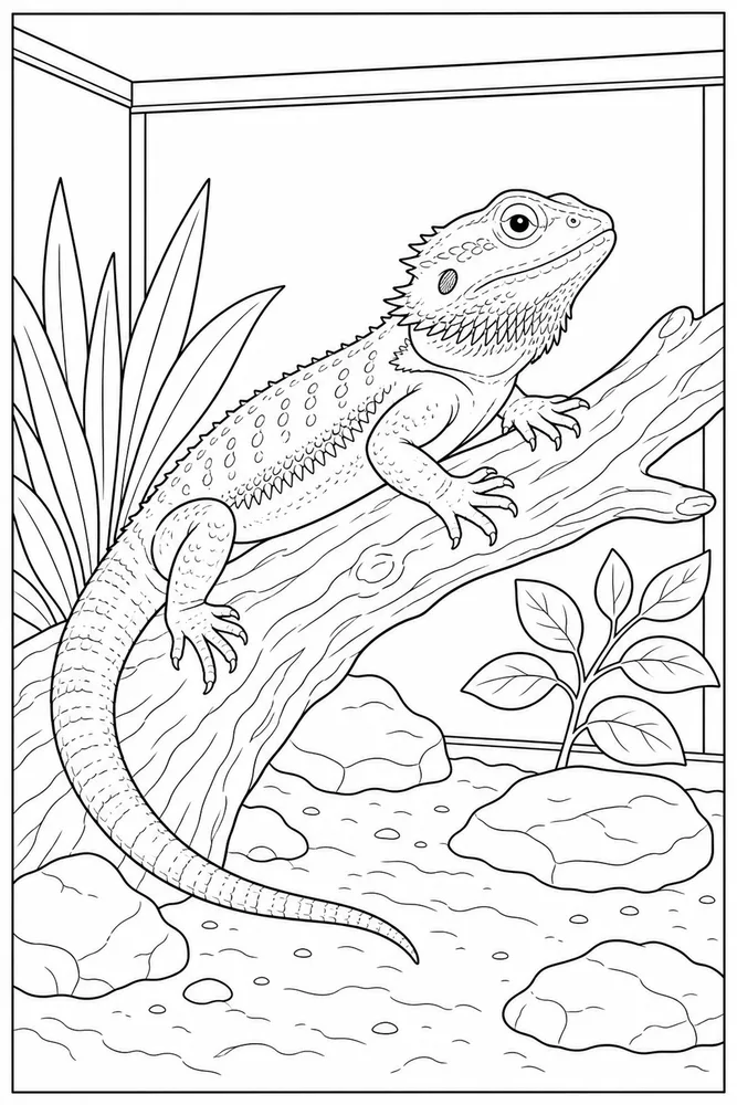 Bearded Dragon Terrarium Branch coloring page