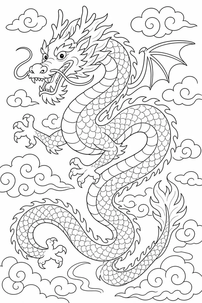Chinese Dragon Simple Chinese Dragon coloring page