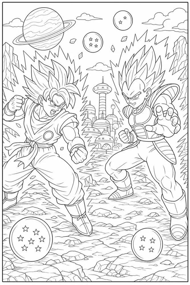 Dragon Ball Z Armored Rival Stance printable coloring page