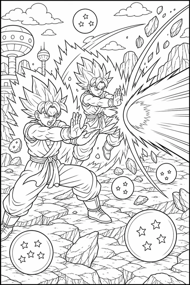 Dragon Ball Z Blast Deflection Scene printable coloring page