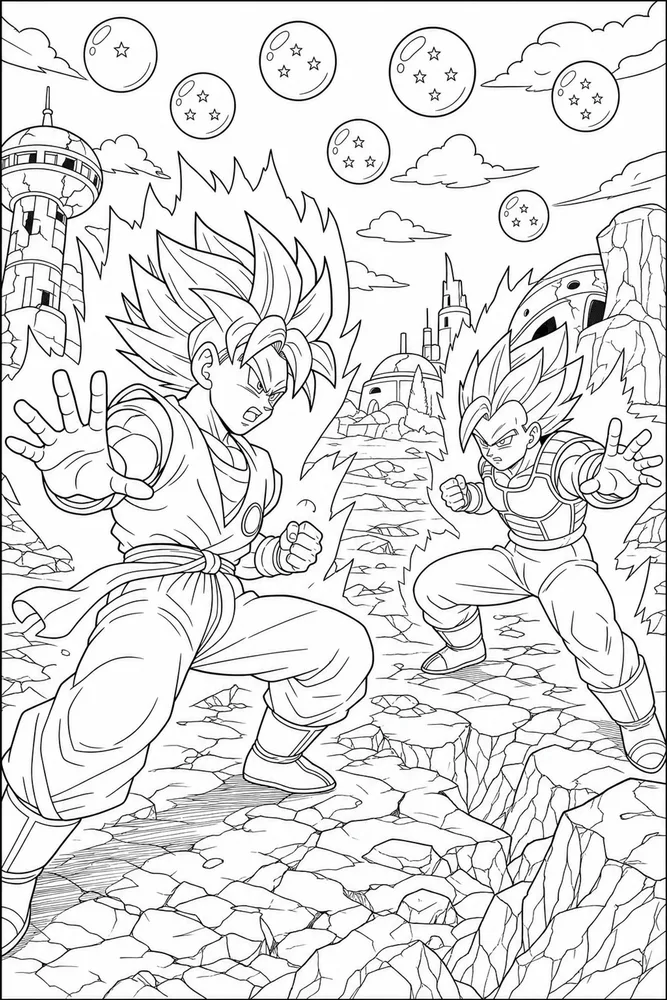 Dragon Ball Z Desert Battlefield Stance printable coloring page