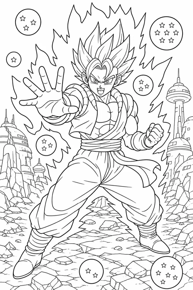 Dragon Ball Z Fusion-inspired Warrior Pose printable coloring page
