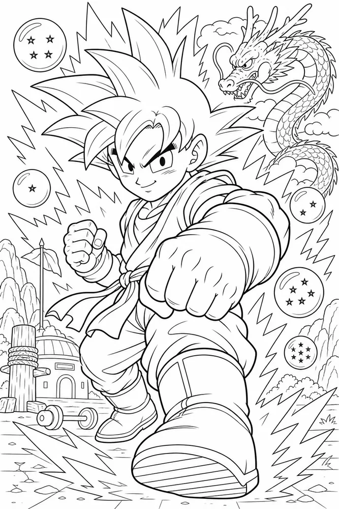 Dragon Ball Z Goku Close Up Gloves And Boots printable coloring page