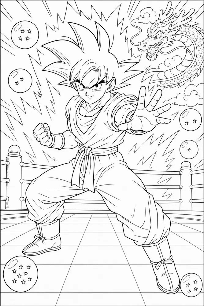 Dragon Ball Z Goku Tournament Ring Stance printable coloring page