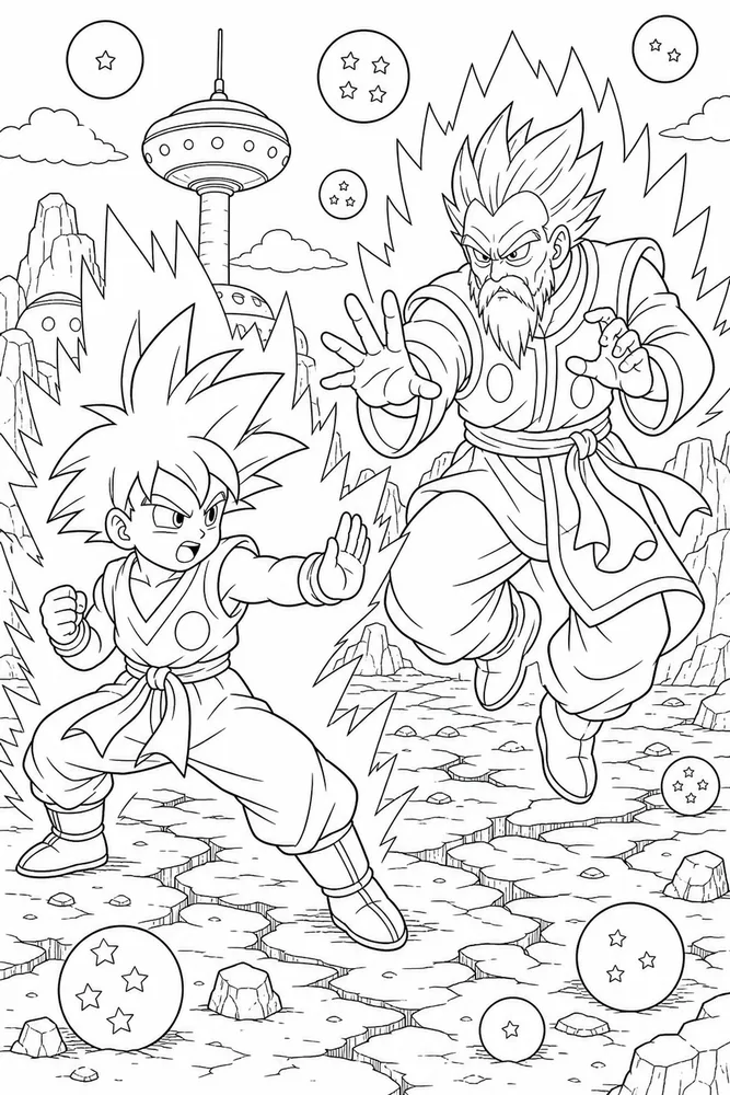 Dragon Ball Z Hero Child And Mentor Scene printable coloring page