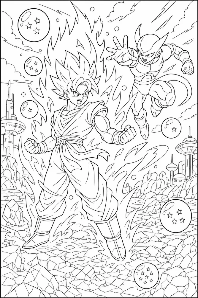 Dragon Ball Z Hero Transformation Aura printable coloring page