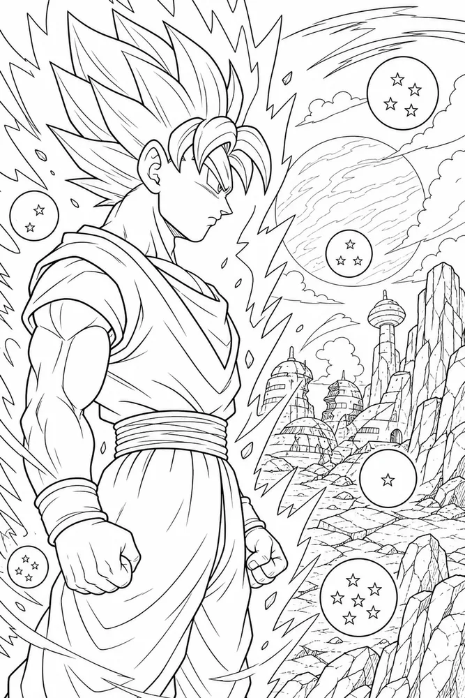 Dragon Ball Z Side Profile Intense Stare printable coloring page