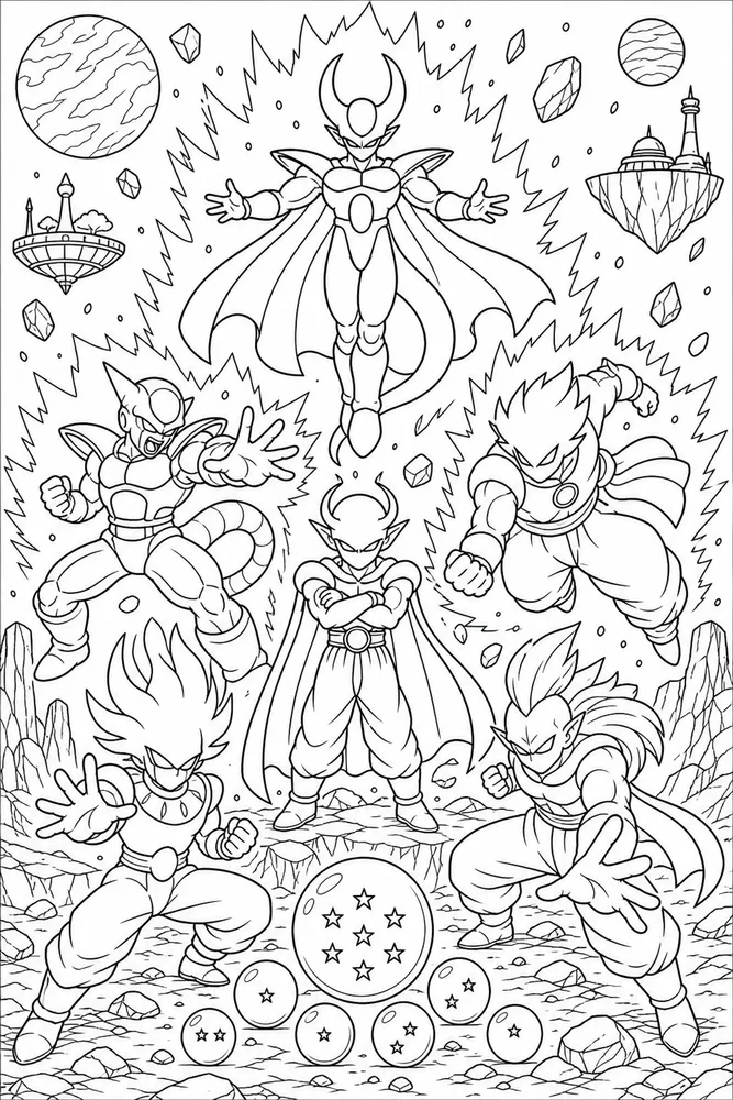 Dragon Ball Z Villain Silhouette Showdown printable coloring page