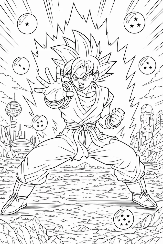 Dragon Ball Z Wide Stance Ready Pose printable coloring page