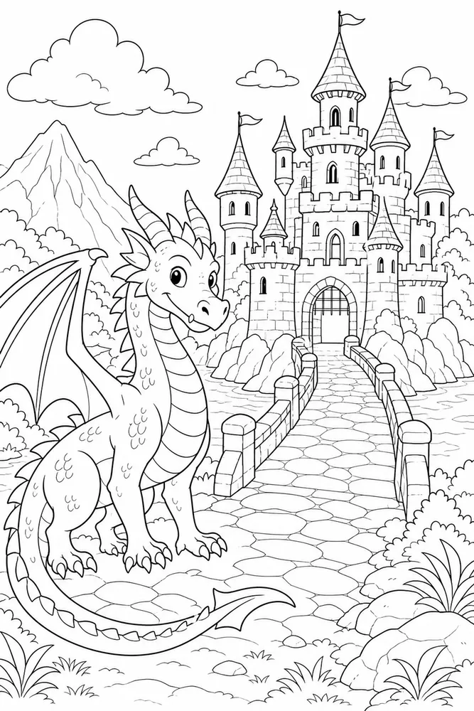 Dragon Castle Bridge Approach coloring page