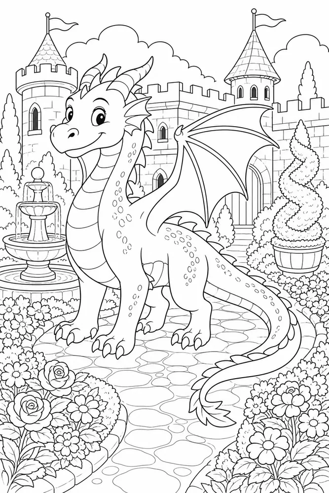 Dragon Castle Castle Garden coloring page