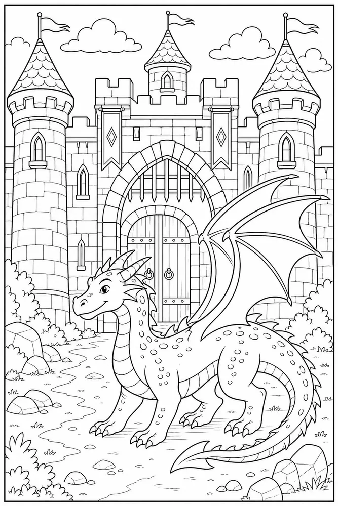Dragon Castle Castle Gate coloring page