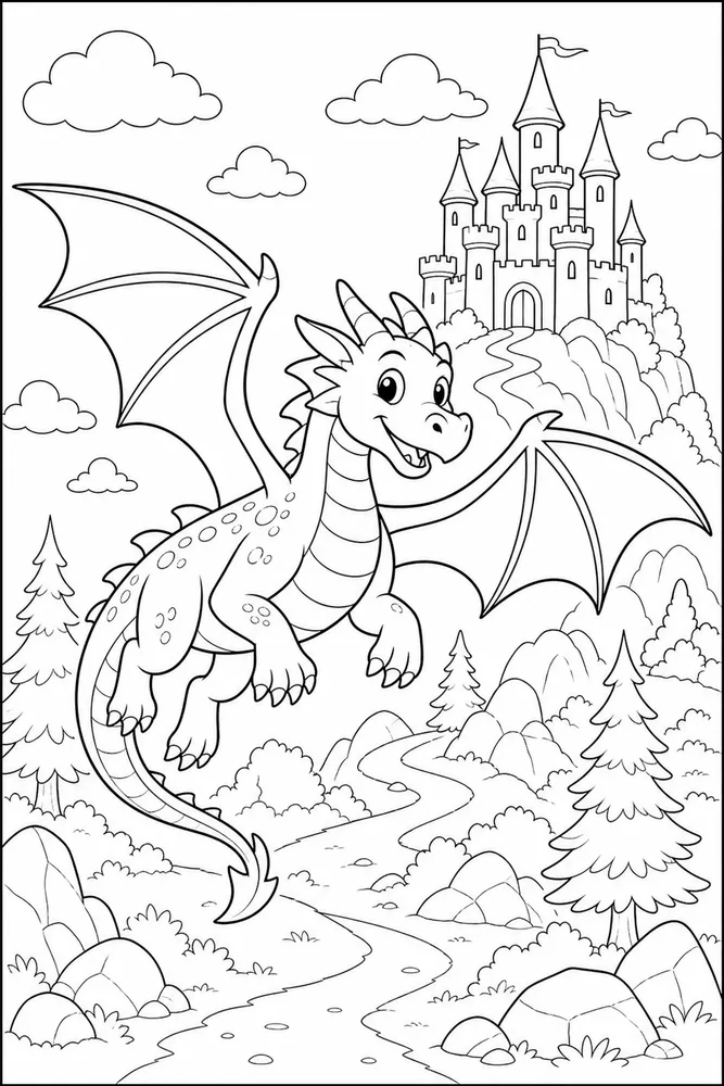 Dragon Castle Distant Castle coloring page