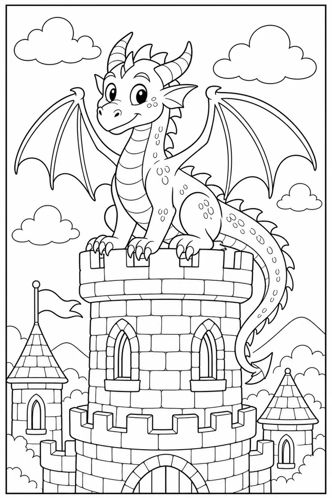 Dragon Castle Tower Perch coloring page