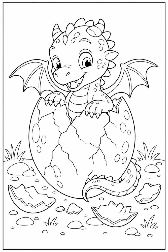 Dragon Egg Baby Dragon Hatching coloring page