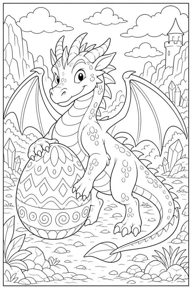 Dragon Egg Dragon Guarding Egg coloring page