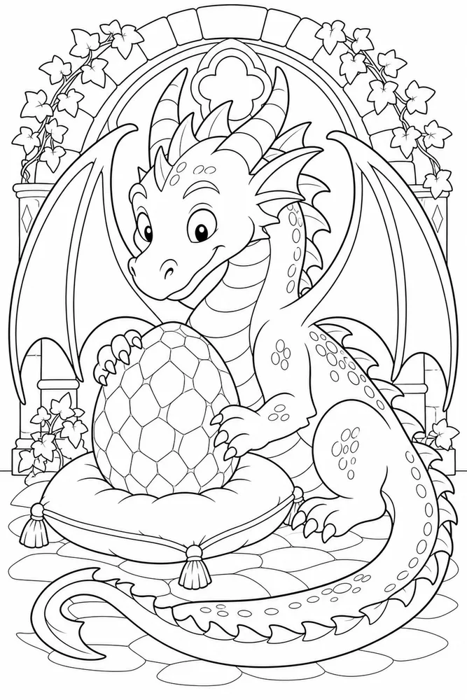 Dragon Egg Egg On Cushion coloring page