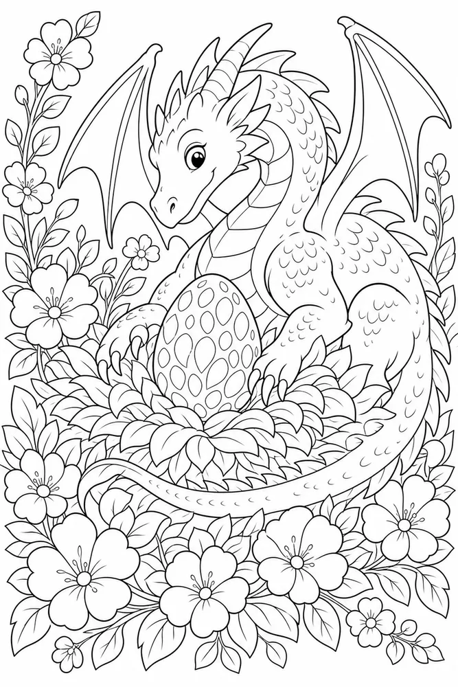 Dragon Egg Flower Nest coloring page