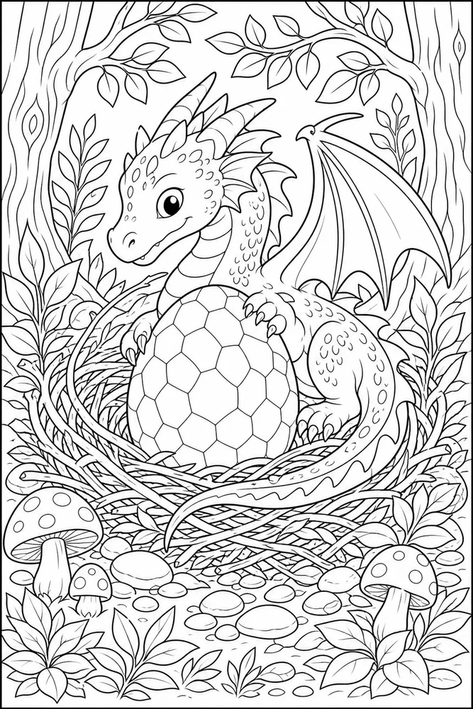 Dragon Egg Forest Nest coloring page