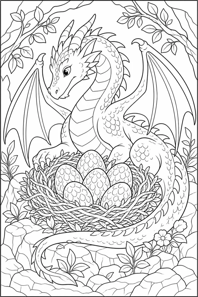 Dragon Egg Nest Of Eggs coloring page