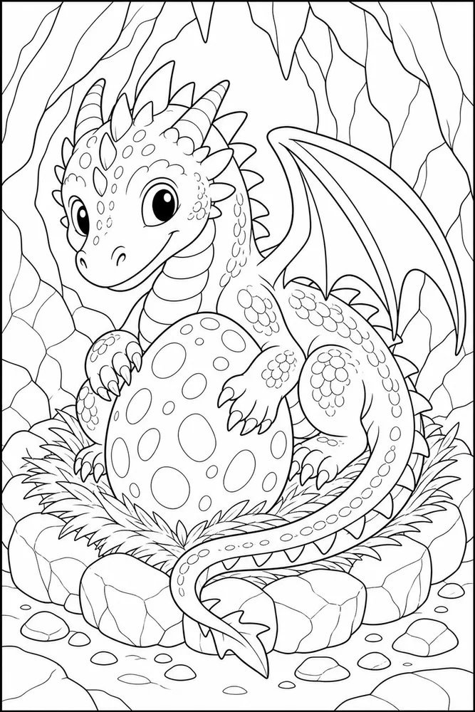 Dragon Egg Rocky Nest coloring page