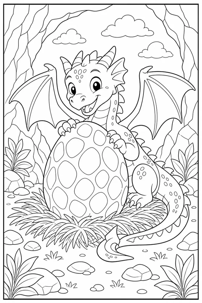 Dragon Egg Simple Egg Outline coloring page