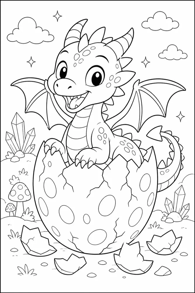 Dragon Egg Single Cracked Egg coloring page