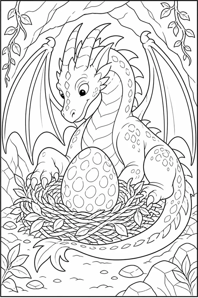 Dragon Egg Storybook Nest coloring page