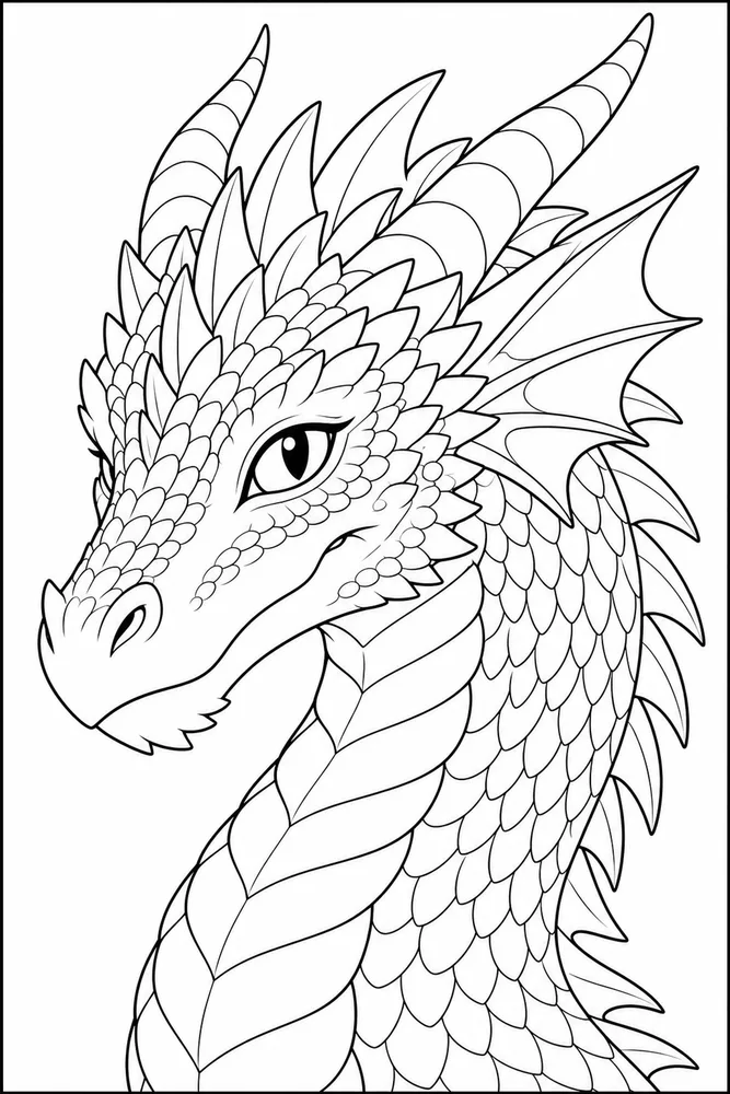 Dragon Head Crest Detail coloring page