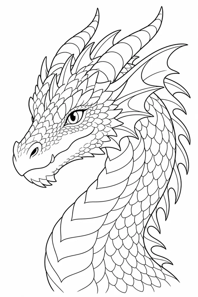 Dragon Head Horn Detail coloring page