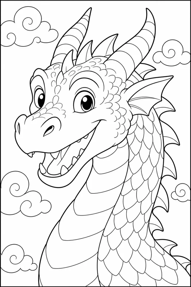 Dragon Head Open Mouth Friendly coloring page
