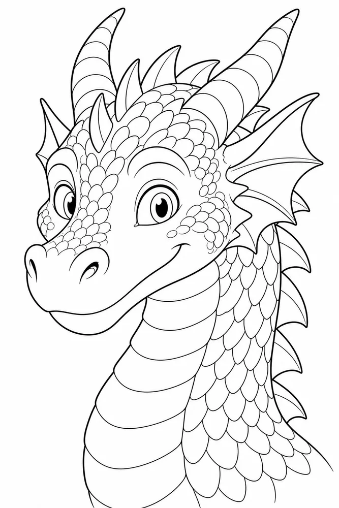 Dragon Head Simple Head Outline coloring page