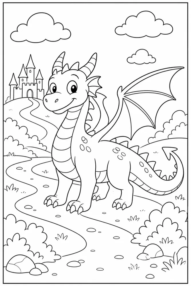 Easy Dragon Basic Path coloring page