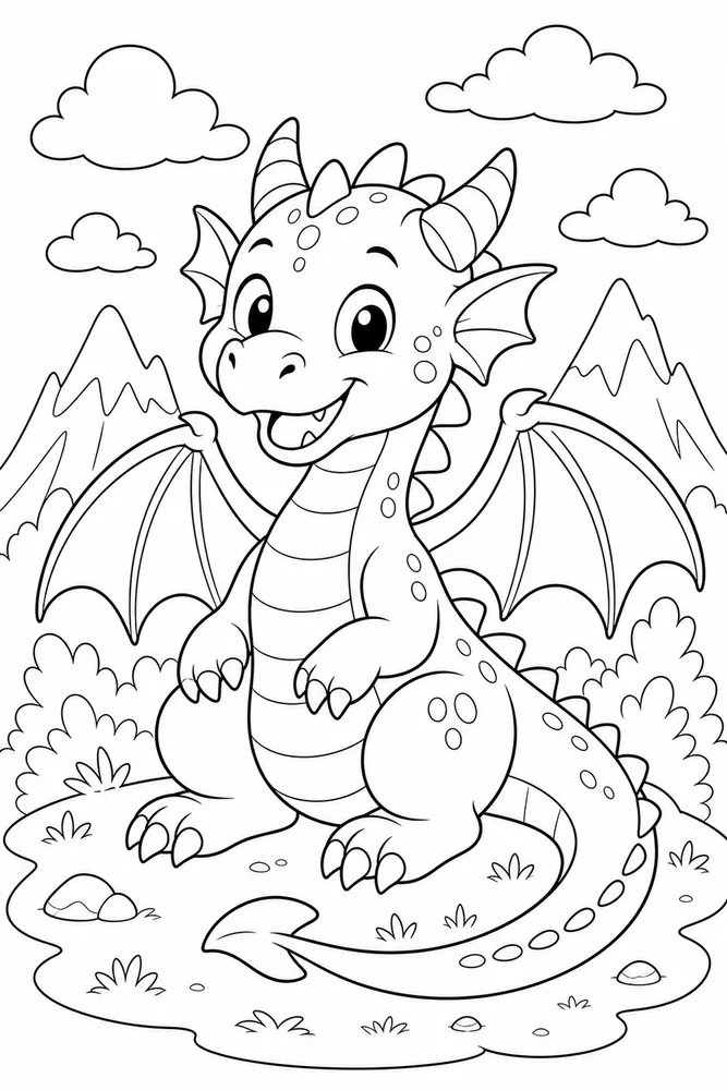 Easy Dragon Easy Beginner Page coloring page